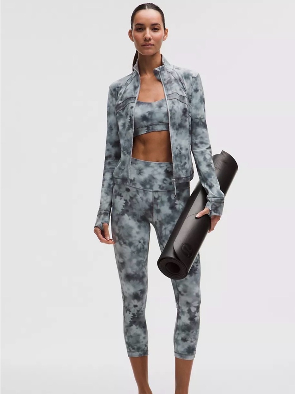 Lululemon athletica Womans Gray Tie-Dye Floral Leggings